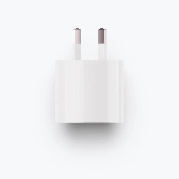 Top-down view of the Meta power adapter 18 W USB-C.