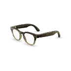 Linke Seitenansicht der Ray-Ban Meta Scriber Optics-Brille (Gen 2) mit Gestell in Steinbeige glänzend (transparent) und Gläsern in Klar.