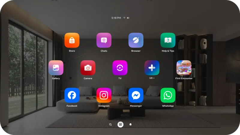 The Meta Horizon OS home environment with app icons