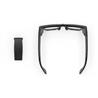 Top view of Meta Neural Band in Black and Meta Ray-Ban Display glasses with Black frame and Grey Transitions® lens