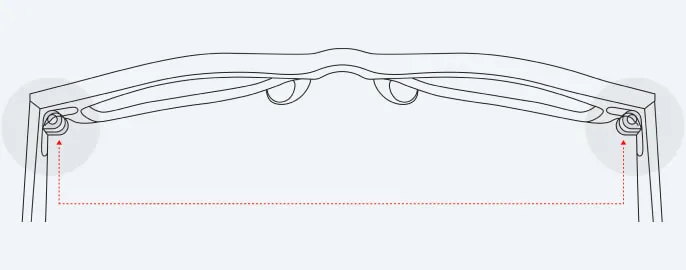 width from hinge to hinge