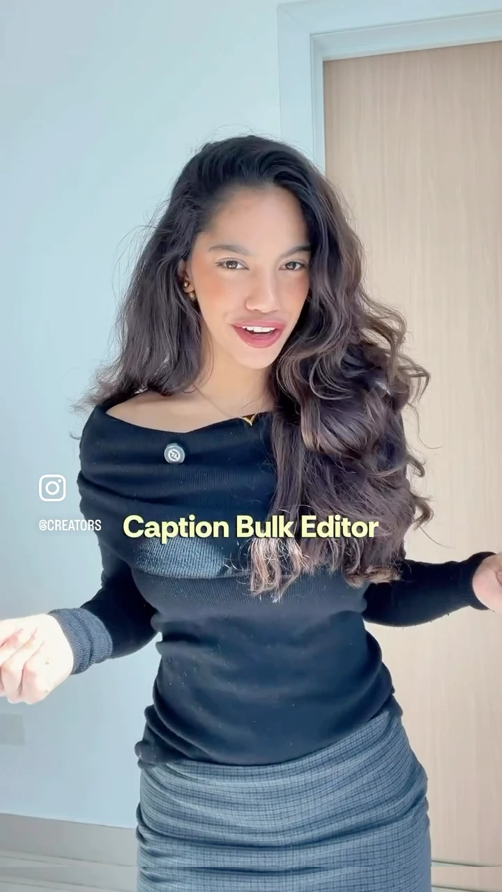 A smiling creator in a video editing tutorial demonstrating how to add captions, featuring the Edits app icon and on-screen text reading 'The secret is Edits'.