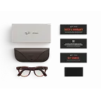 Lieferumfang der Ray-Ban Meta-Brille: Ray-Ban Meta Lade-Etui, Ray-Ban Meta AI Glasses, Einrichtungsanleitung.