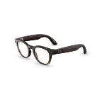 Linke Seitenansicht der Ray-Ban Meta Scriber Optics-Brille (Gen 2) mit Gestell in Umbrabraun glänzend (transparent) und Gläsern in Klar.