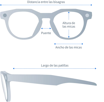 Dimensiones de los lentes Oakley HSTN: vista frontal y lateral