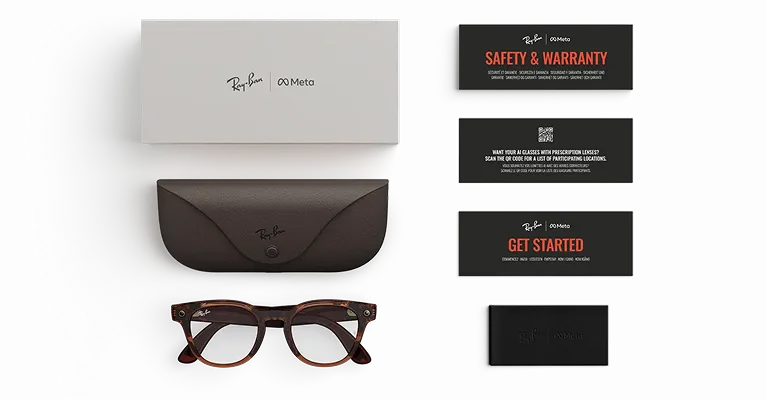 Ray-Ban Meta Scriber Optics (Gen 2) AIグラス(箱、ケース、ウェルカムカード、安全と保証に関するカード付き)