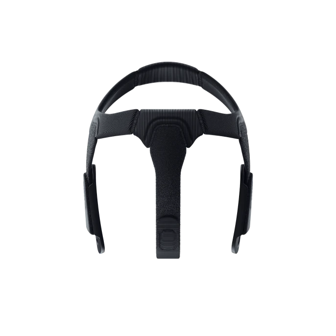 Vista inferior del cierre ajustable con Velcro del sistema ajustable de correas para la cabeza Razer