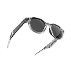 Schrägansicht der Oakley Meta HSTN-Brille mit Gestell in Clear und Gläsern in Clear to Grey Transitions®.
