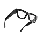 Angled view of Meta Ray-Ban Display glasses with Black frame and Grey Transitions® lens