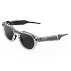Linke Seitenansicht der Oakley Meta HSTN-Brille mit Gestell in Clear und Gläsern in Clear to Grey Transitions®.