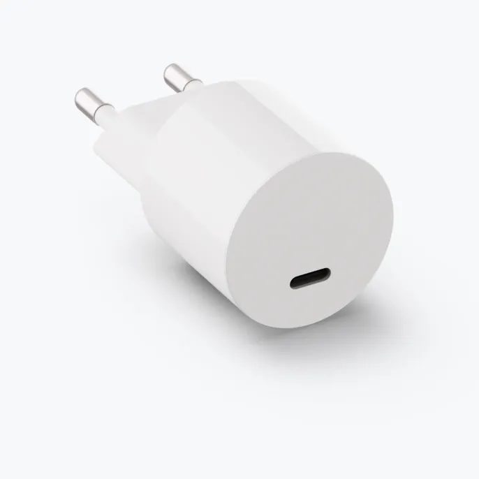 Meta 전원 어댑터 18W USB-C를 앞에서 본 이미지.