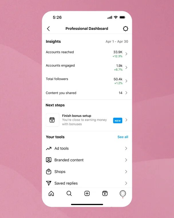 Instagram user interface showing Creator Marketplace