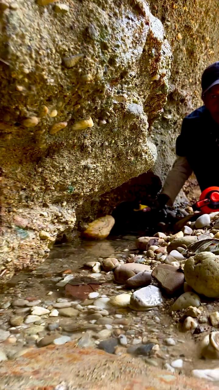 Digging up $999 worth of rocks, on a cliff from a former gold mine. # ...