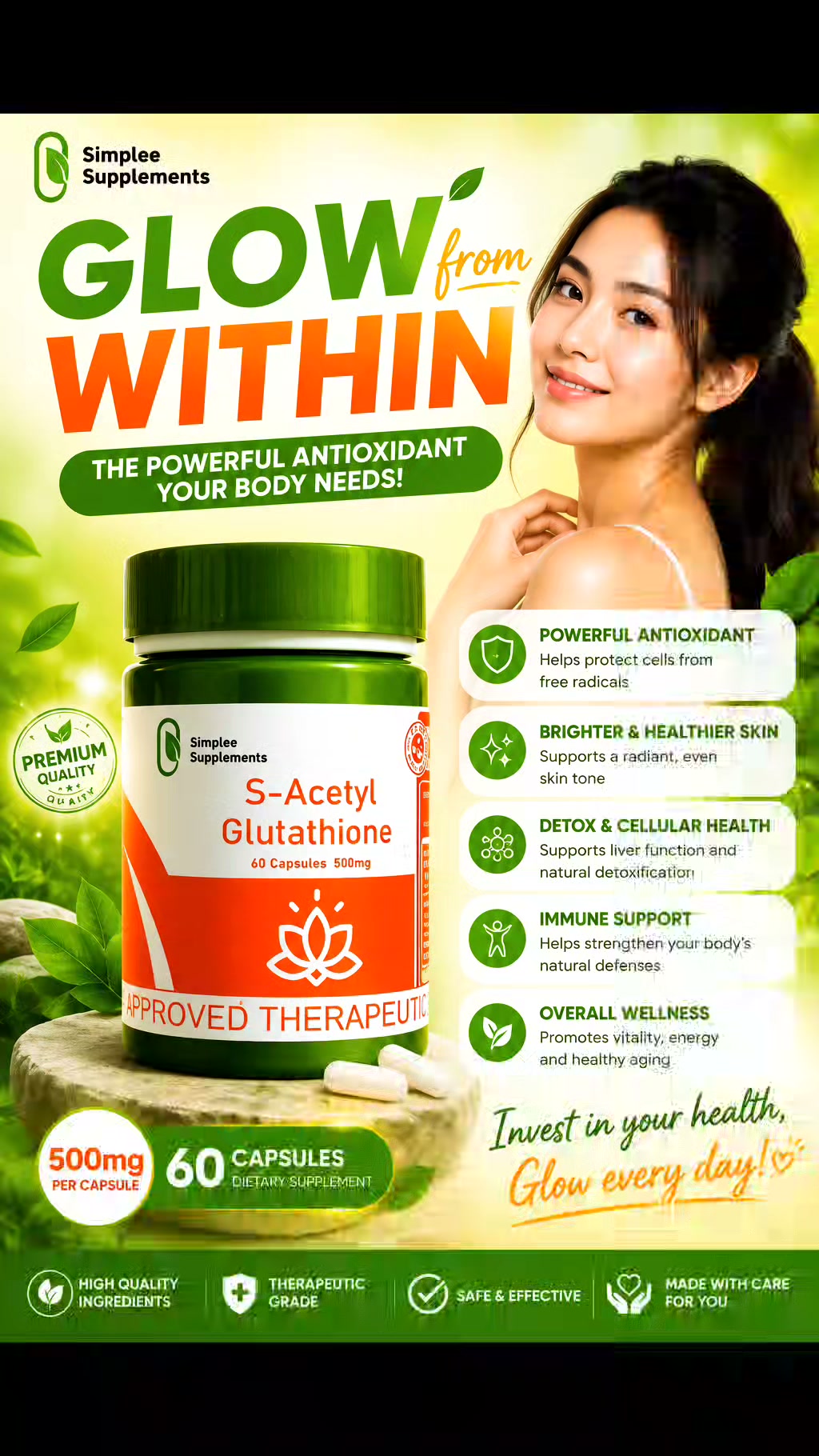 simplee supplements s acetyl glutathione S-ACETYL 60caps./500mg, Dito ko Naorder 👇👇👇👇👇, https://s.shopee.ph/5fnuyU0kxf Bundles Size:31 Day Supply - 50OFF Best Time to Take