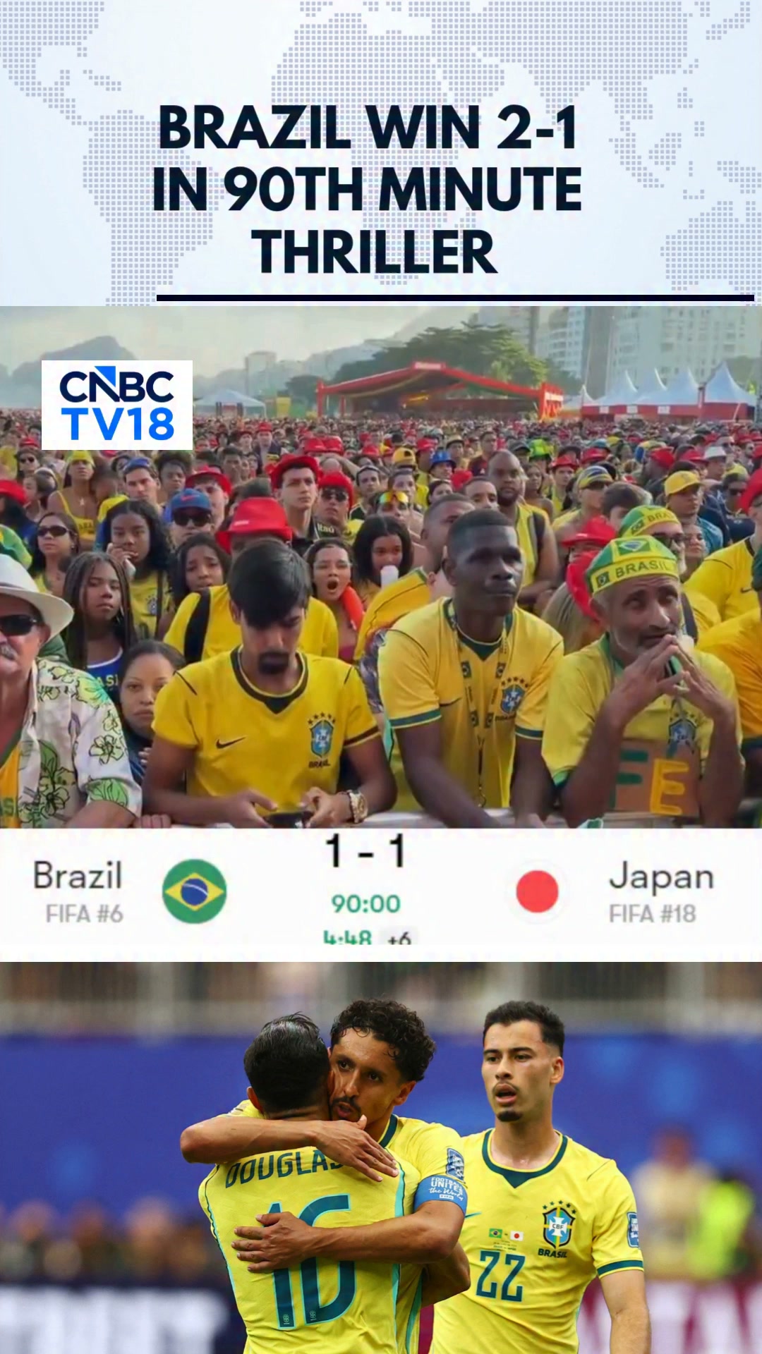 Brazil edged past Japan 2-1 in a thrilling FIFA World Cup 2026