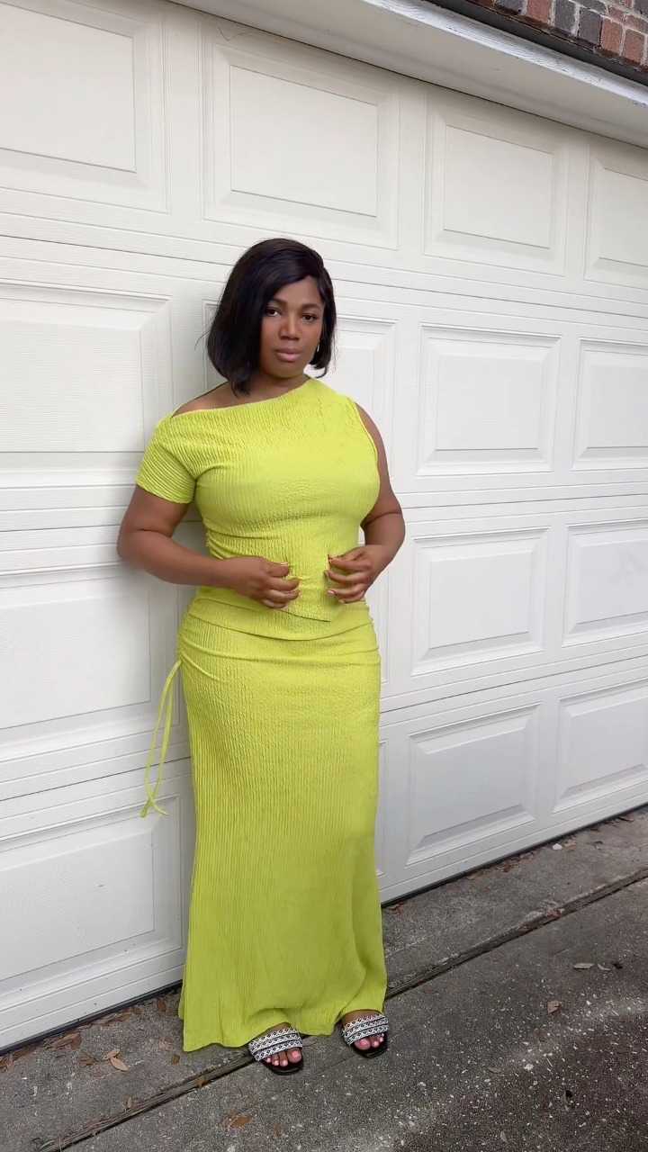 two piece asymmetrical dress This two-piece set is giving effortless elegance! The crop top and ruched mermaid skirt create such a flattering look. Perfect for brunch, vacations, date nights, or any summer outing. Scoop neck WHITE/LIGHT BLUE women's black birthday dress Color:Marigold