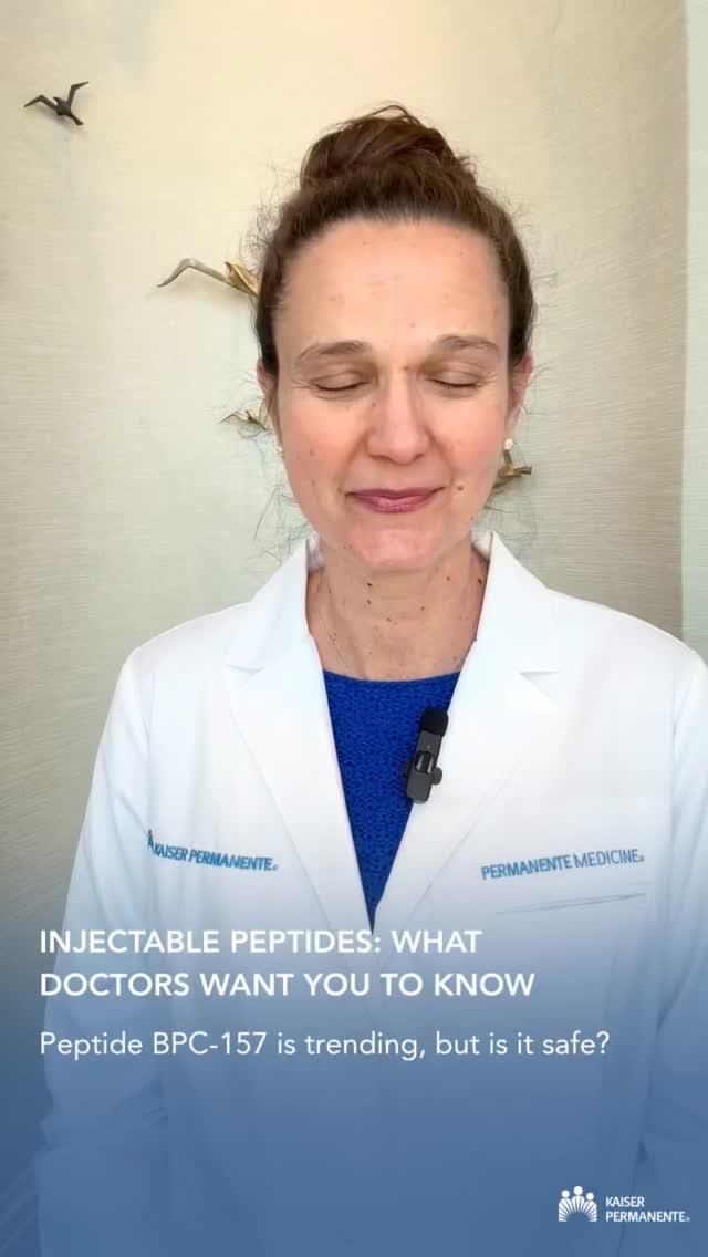 Injectable peptides such as BPC-157 are showing up more and more online—but what does the science say about them?, Dr. Michele Arthurs, a lifestyle medicine physician at Kaiser Permanente, explains 