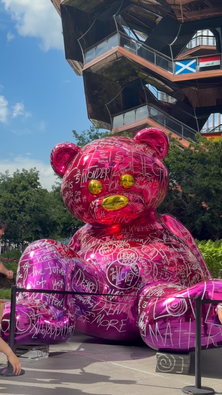 A massive 14-foot chrome teddy bear called Love Matters has
