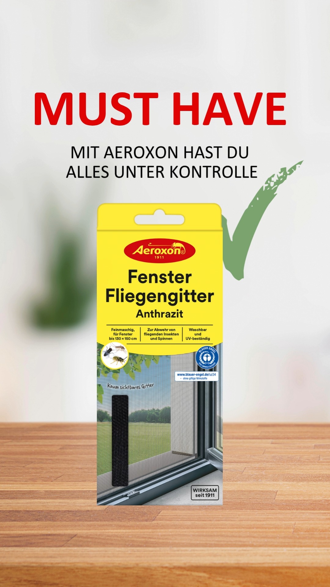 Sommer ja, Fliegen in der Wohnung eher nein. 😅☀️, Ein echtes Must-have für die warme Jahreszeit: das Aeroxon Fenster-Fliegengitter. Es hält Fliegen, Mücken und andere Insekten draußen – und frische