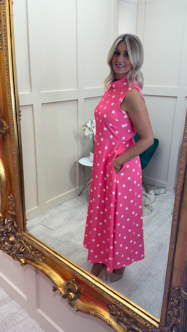 pink dress with gold polka dots 💕 ARE BACK 💕, A timeless print that never goes out of style! This stunning polka dot is the perfect combination of elegance and fun, making it a must-have for weddings, race 24.10COLL