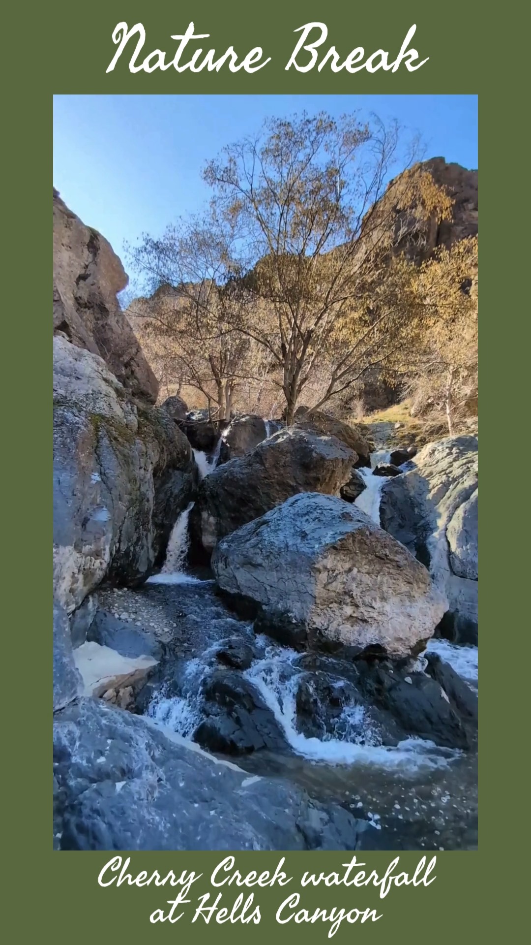 Pause and enjoy a 'Nature Break' of Cherry Creek flowing into the Snake ...
