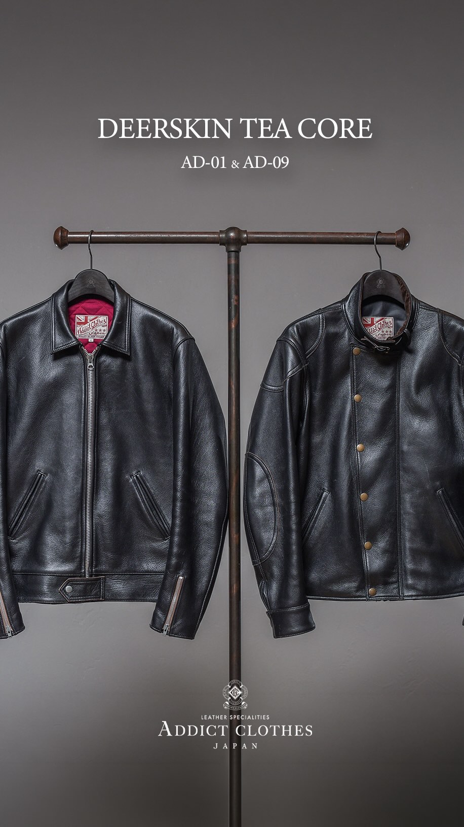 Addict - AD-01 DEERSKIN CENTER ZIP JACKET. YOU CAN ORDER IT AT OUR