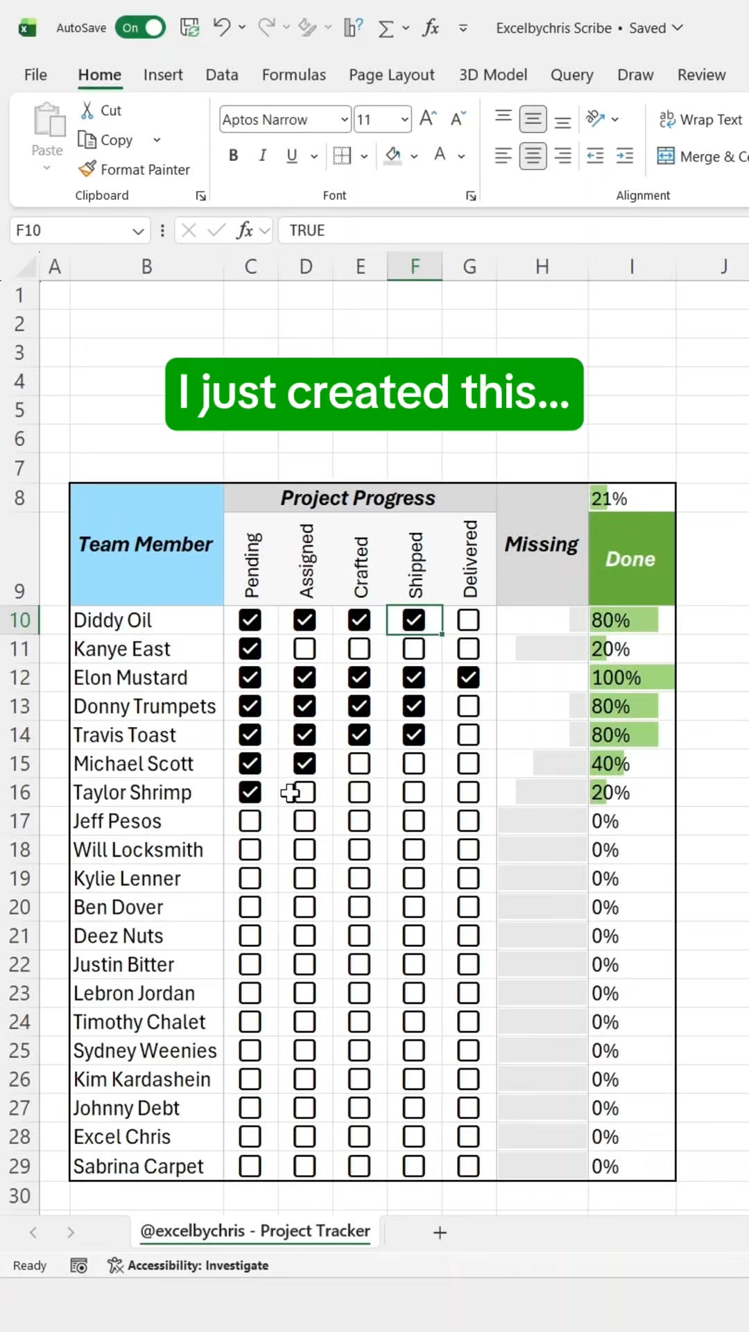 A Project Tracker in Excel?! Learn how create a Dynamic Project Tracker ...