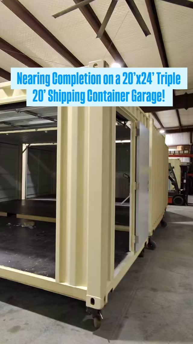 Nearing Completion on a 20’x24’ Triple 20’ Shipping Container Garage! # ...