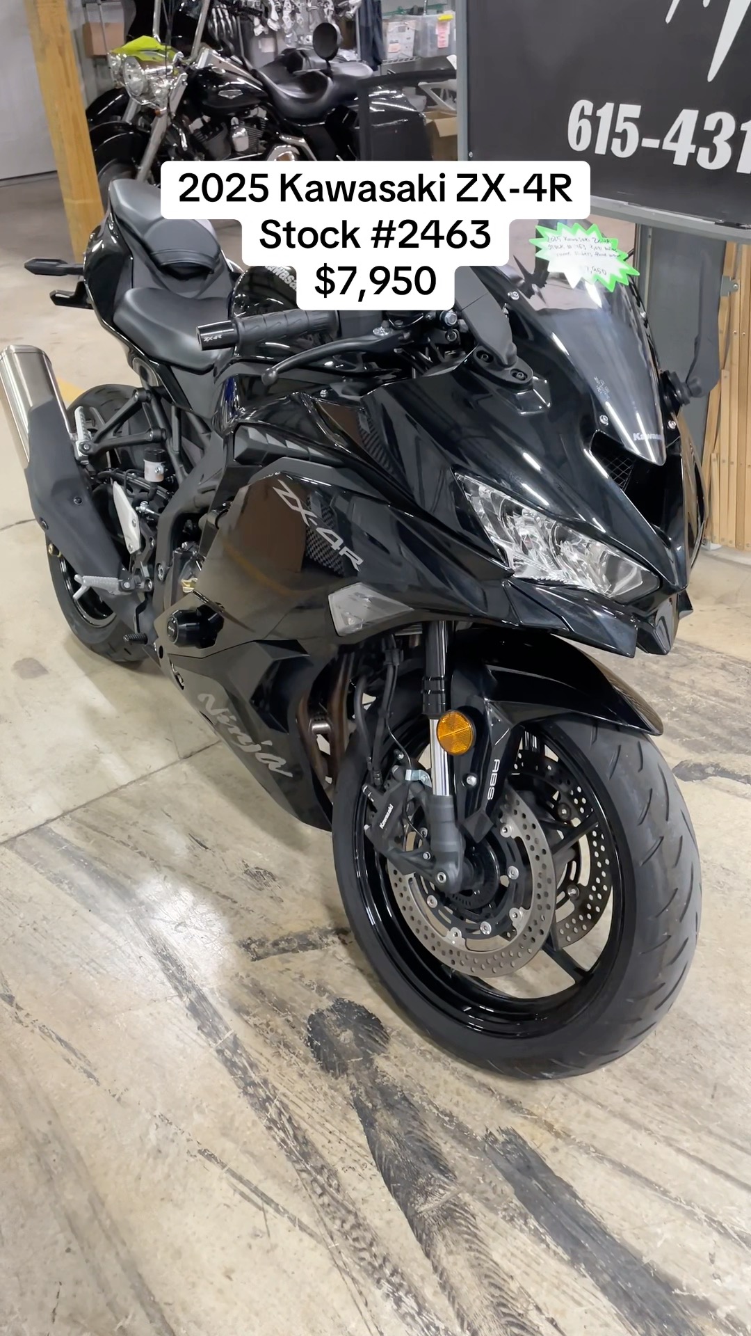 2025 Kawasaki ZX-4R (Preowned) - 2,091 Miles - $7,950 Serviced and