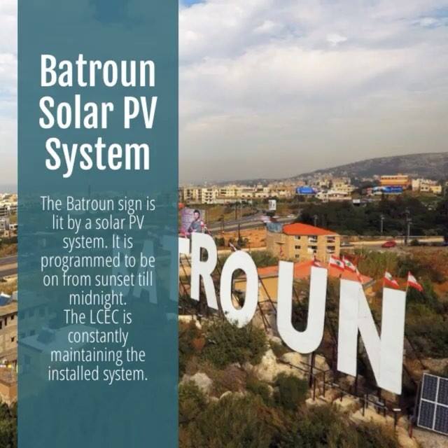 The Batroun sign is lit by a #solar PV system. It is programmed to be ...