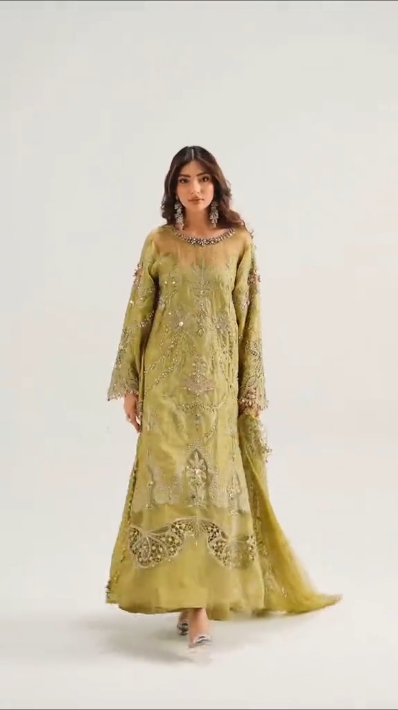 online ladies dress shopping in bangladesh 𝐄𝐦𝐛𝐫𝐨𝐢𝐝𝐞𝐫𝐞𝐝 𝐑𝐚𝐰 𝐒𝐢𝐥𝐤 𝐒𝐮𝐢𝐭, An elegant apple green ensemble with hand-embellished embroidery, organza details, and a diamante-finished net dupatta—perfect for a timeless, luxurious look., Available casual ladies dress