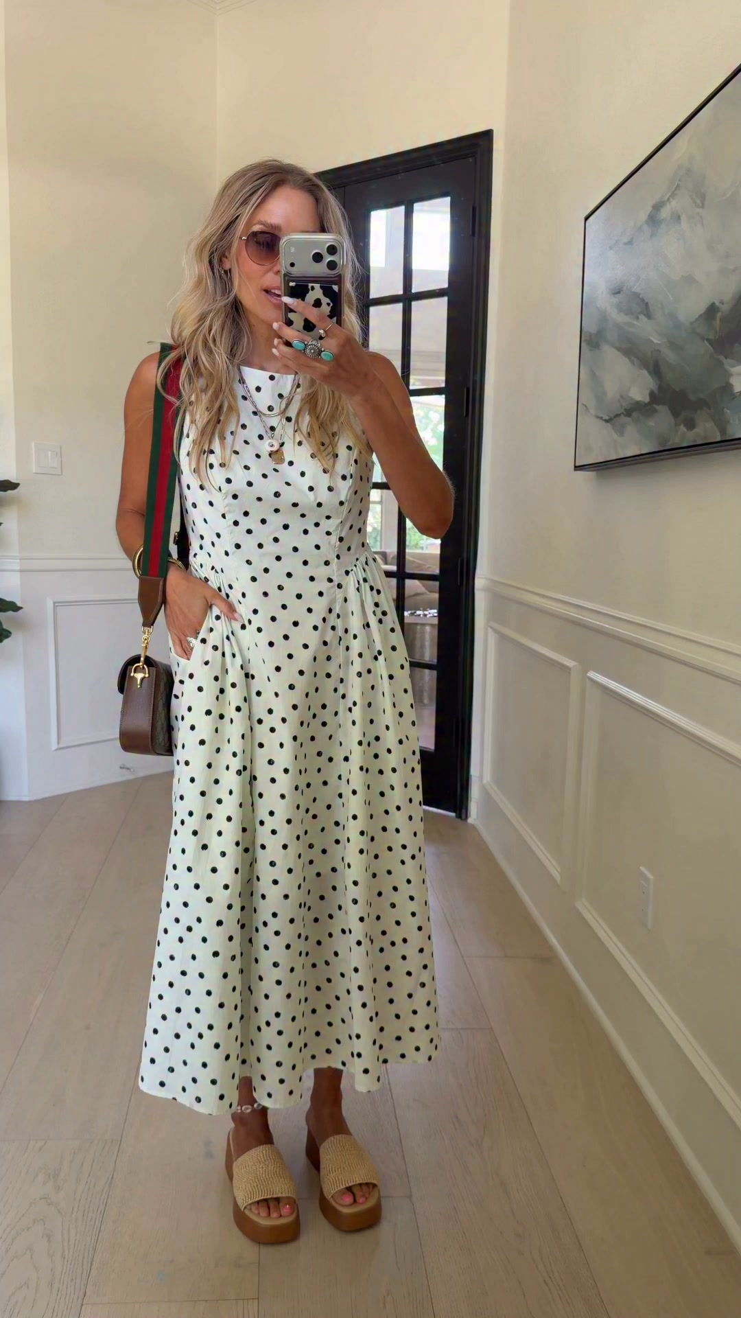 target black and white polka dot dress This is giving ✨Anthro vibes✨ but it’s from Target!! Run!! 👏🏼🤍 Comment SHOP for the link! | Hello Jenna Wood Maxi dress