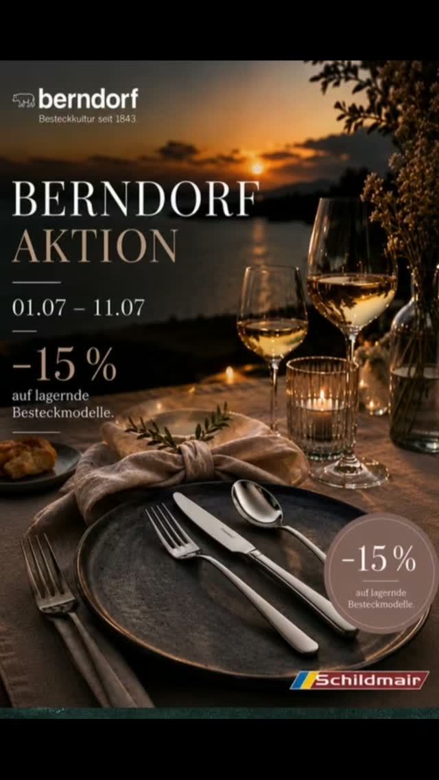 Nur noch heute und morgen gibt es diese super Aktion auf Besteck von Berndorf! 🍽️ Ich freue mich schon auf mein neues Besteckset. Schnell zugreifen, bevor es zu spät ist! 🏃‍♀️ Das ist eine tolle