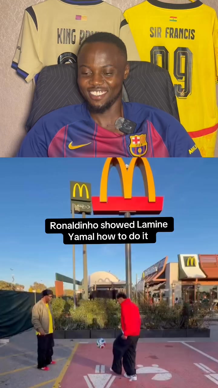 Ronaldinho scores at McDonald's with Lamine Yamal