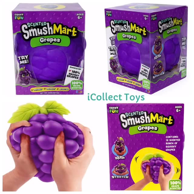 VIRAL Squishy Grapes JUMBO SQUISHY 6” Smush Mart RMS USA Crazy Fun
