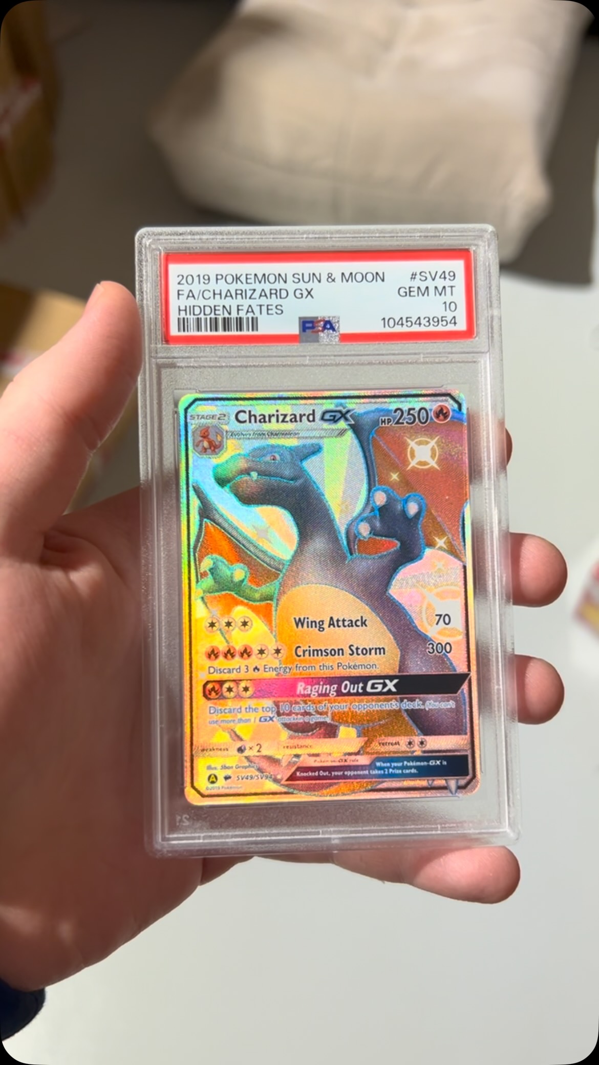 charizard gx 2019 pokemon card HOLO SM195 Black Star Promo Sun & Moon Colorless Steam Artillery (200) Fire Charizard GX Hidden Fates SV49/SV94