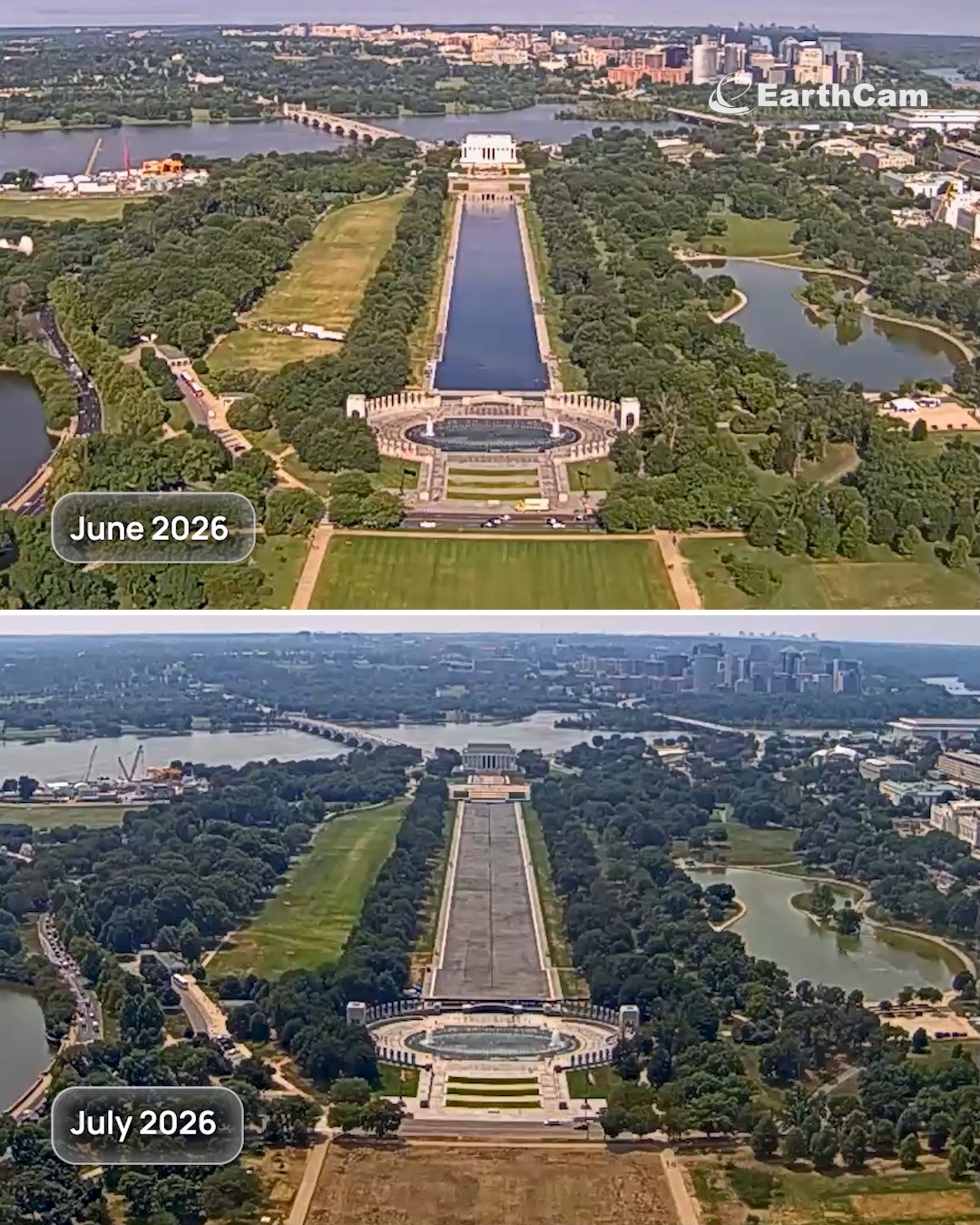The Lincoln Memorial Reflecting Pool is empty once again. Our