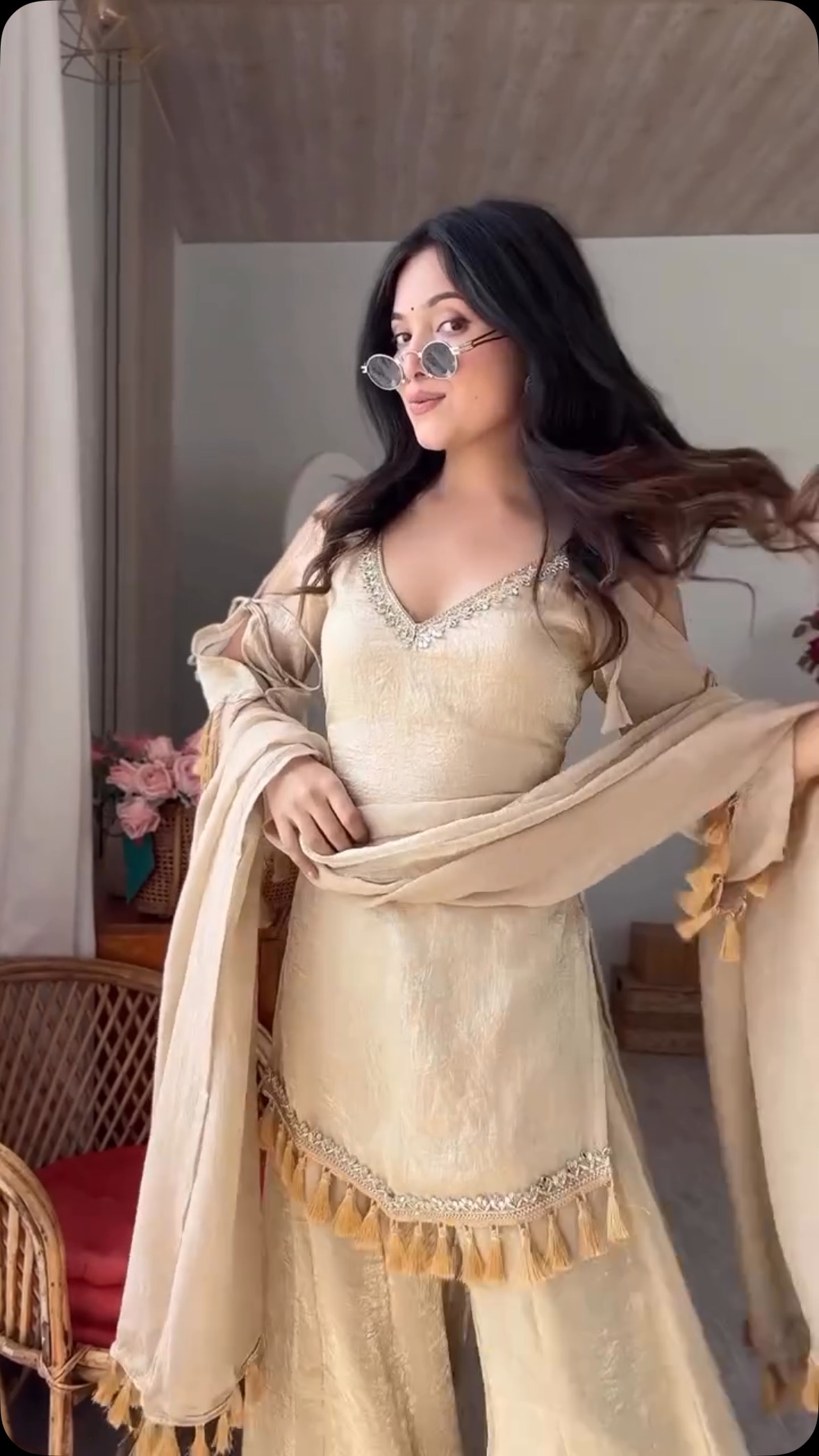 salwar kameez punjabi dress design suits trending 2026 Designer boutique Size:36 EU - 26 US 8 / 4 US Faux Leather Dress | and Net Embroidered dupatta