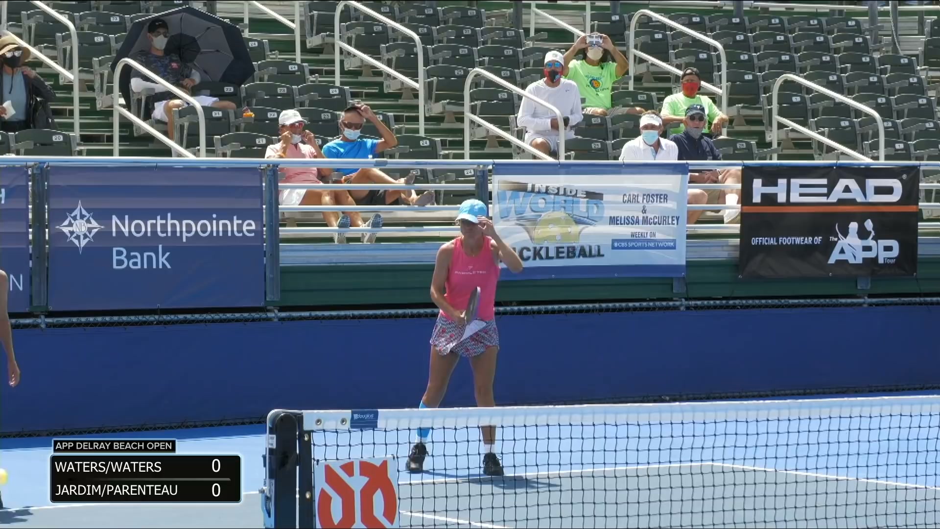 Pickleball women's doubles match