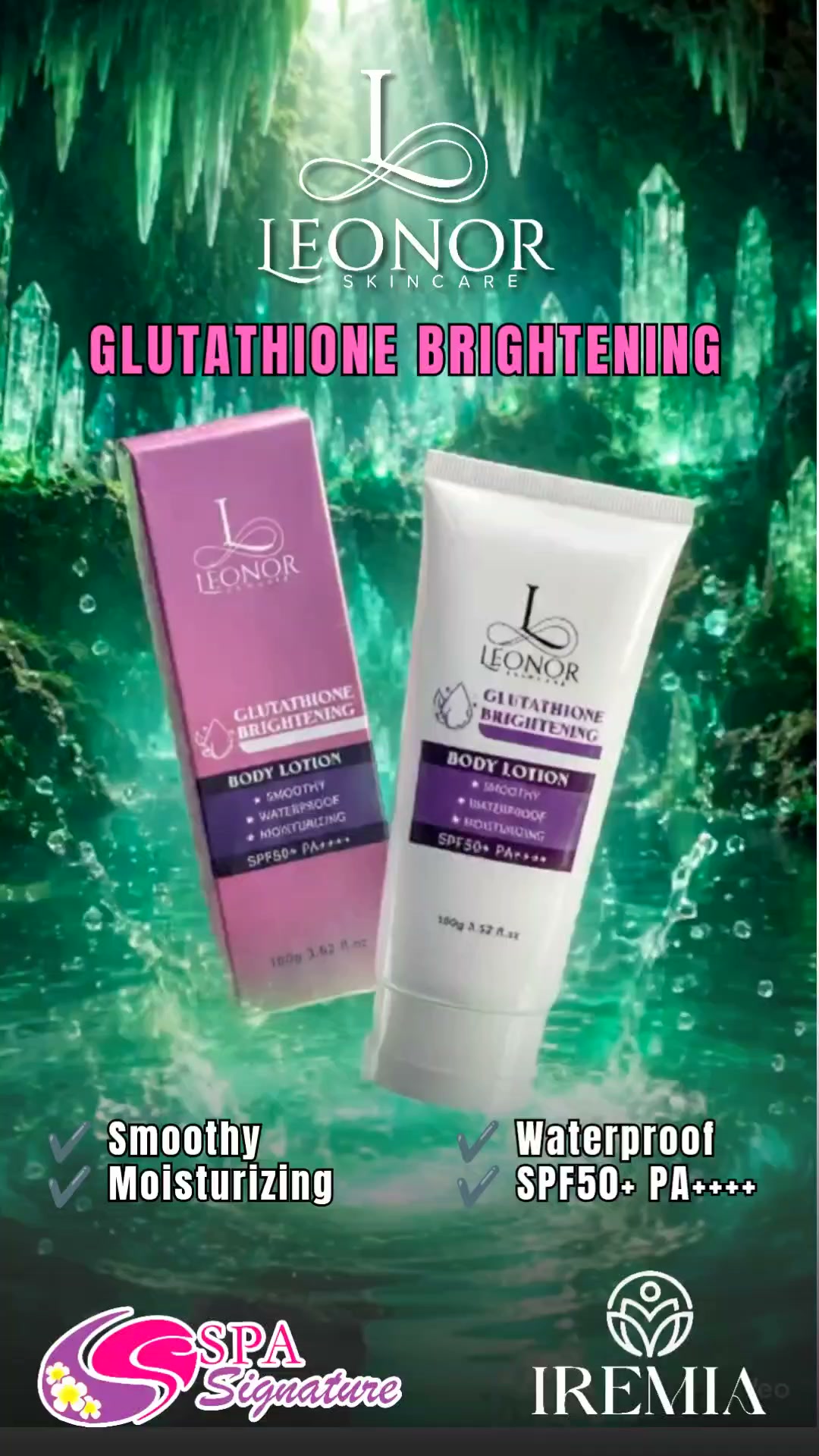 Leonor Skin Care Body Lotion with Glutathione ✨ Brightening formula with SPF 50 — one of the most important beauty regimens you can wear every day. ✓ No white cast ✓ Fresh, pleasant scent ✓ D