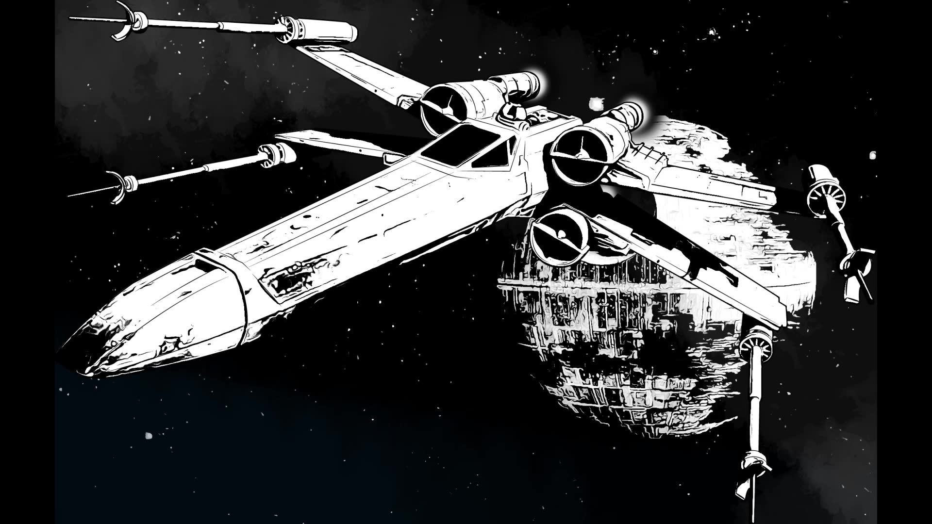 X-Wing. Painted by me in the style of John Berkey using Procreate
