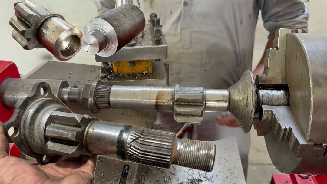 repair of broken truck steering box rocker shaft and new teeth rocker ...