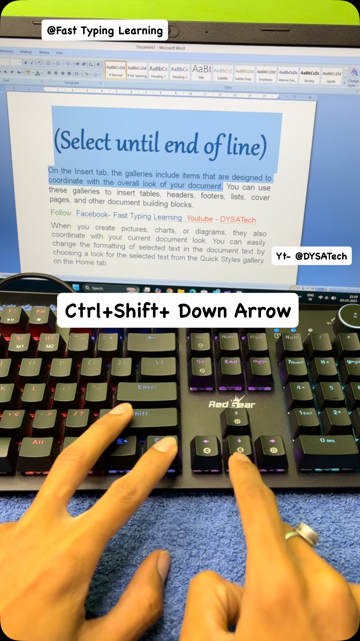 Computer 🖥️ shortcut key for Select Text #réel #reels #direction # ...
