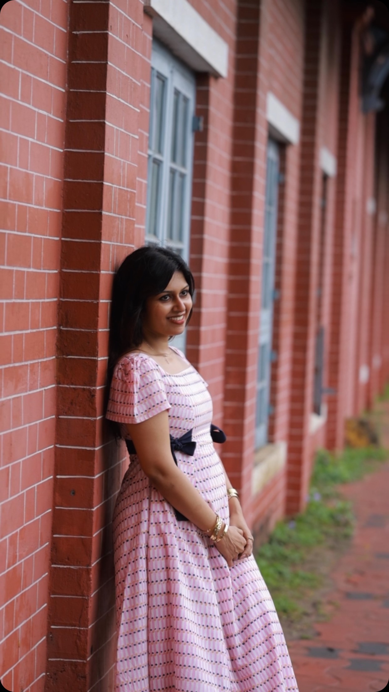 Pretty in pink, but make it effortless! 🌸✨ The Margo Cotton Dress is about to be your new go-to., The Details:, Soft baby pink & white striped cotton hand block fabric, Flattering princess-cut A-line 