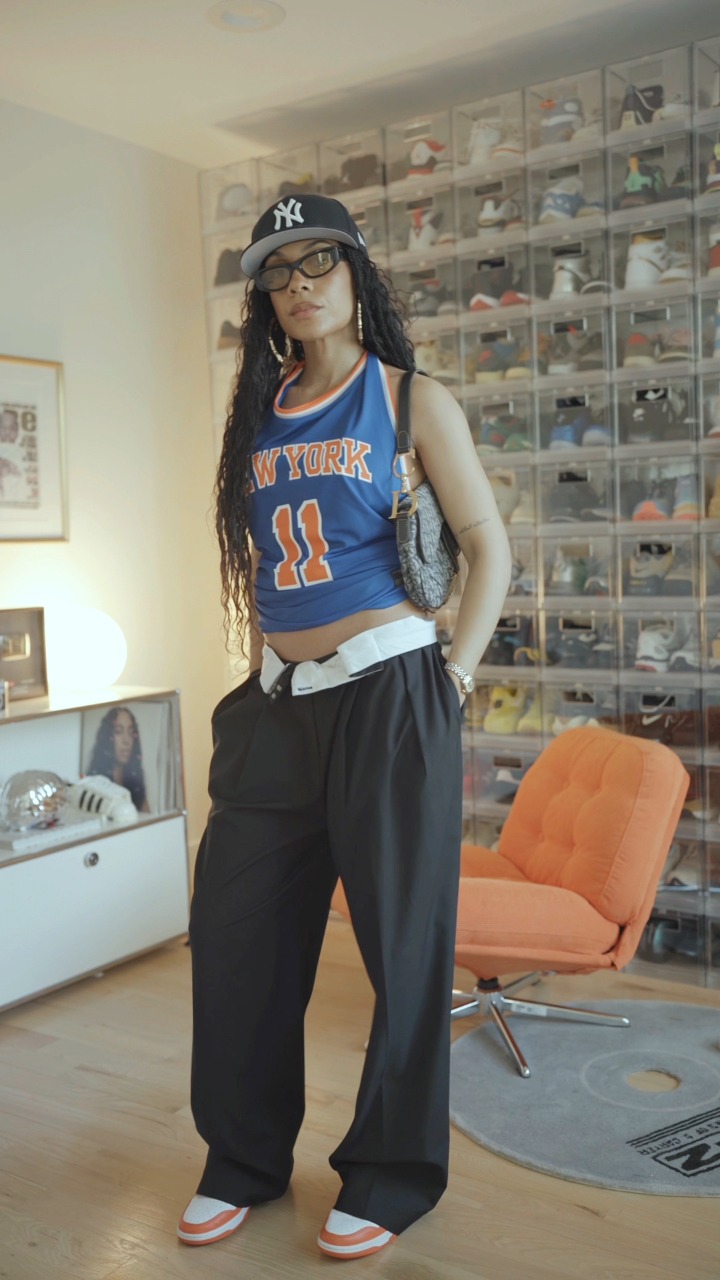 diy basketball jersey dress Super simple no sew way to turn a into a halter top featuring THE 2026 WORLD CHAMPION NY KNICKS 🏆🧡💙🗽 , #FashionHacks #diy | The Notorious K.I.A basketball jersey dress 90s