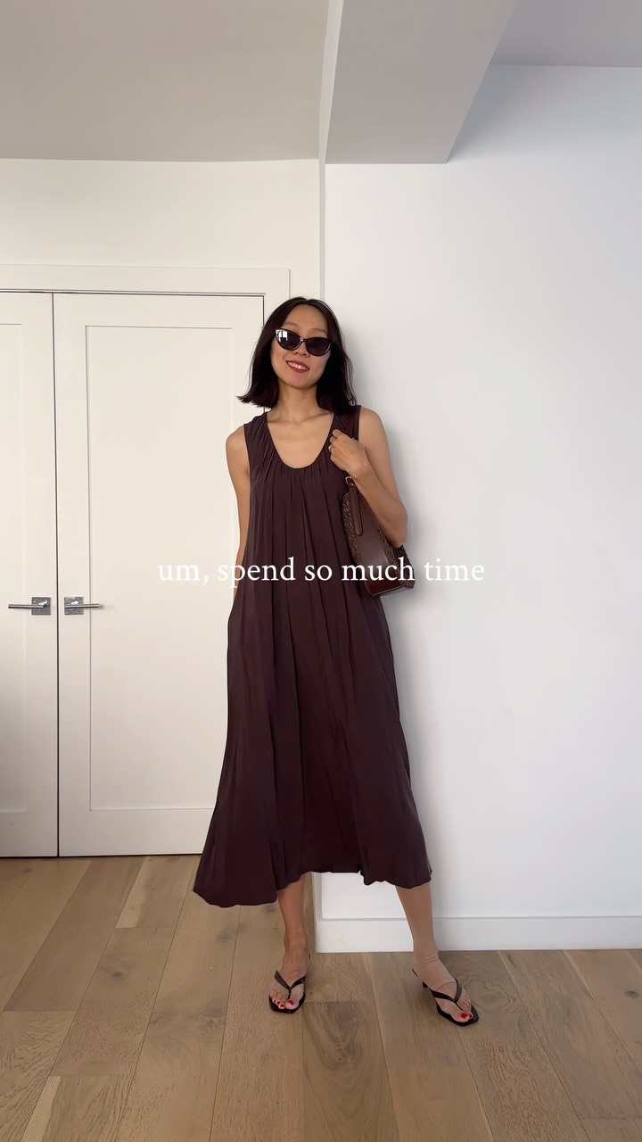 little brown dress project dress, heeled flip flops and straw bag | Better Clothing and accessories designed Collection:Lowkey Cool Royal Blue Pleated Sleeveless Size:28/5X