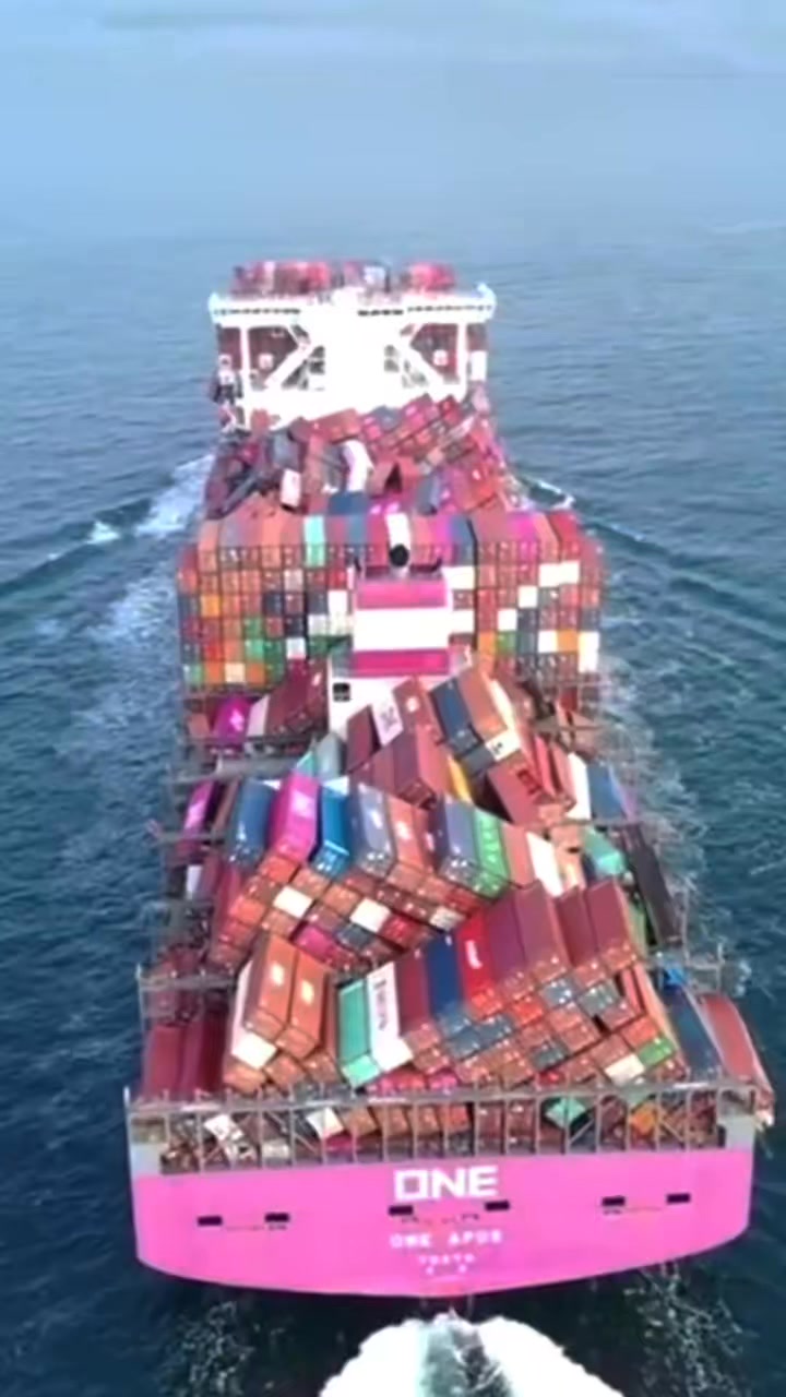 The vessel ONE APUS suffered a loss of 1,816 containers overboard, with ...