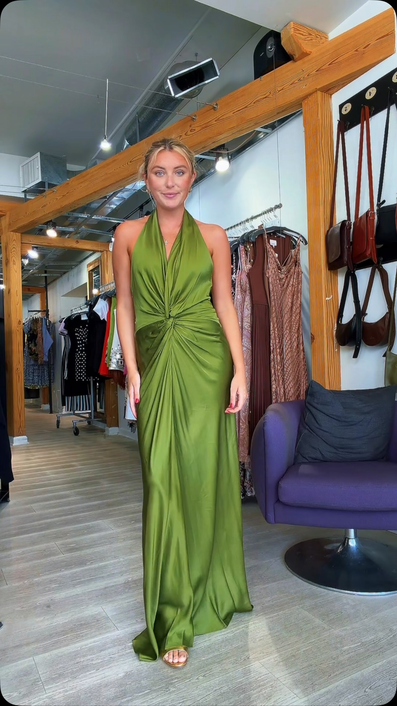 alc dress green This new halter is absolutely jaw-dropping. 💚 Effortlessly elegant, subtly sexy, and completely timeless. The kind of dress that turns heads without even trying., Trust us, hottie—you Men's Traditional Hanfu