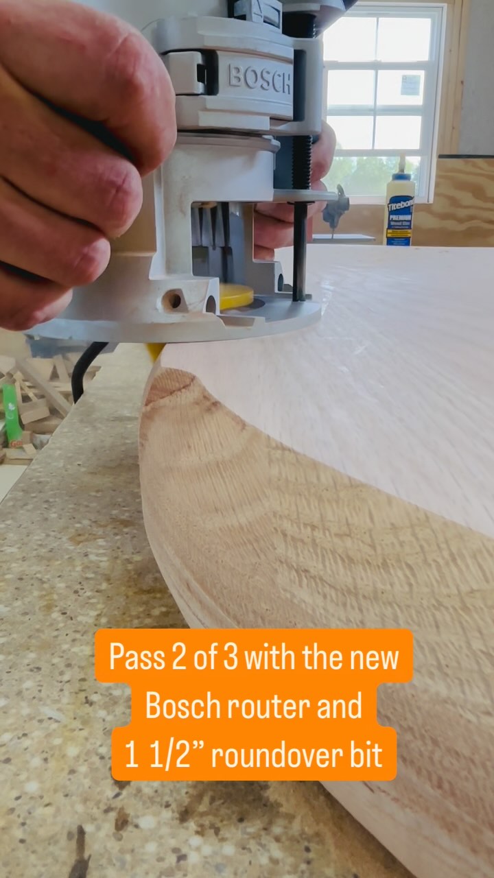 New 2.25hp Bosch router and 1 1/2” roundover bit going through this red ...