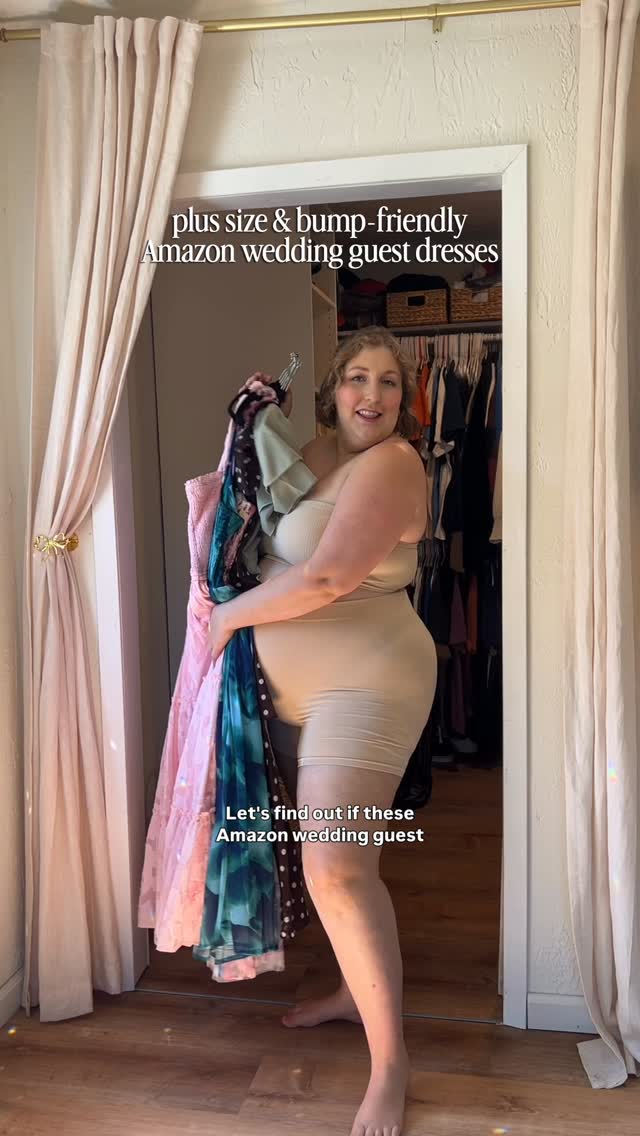 Plus size & bump-friendly Amazon wedding guest dresses👗 , Comment shop for links to all🔗, #weddingguestdress | Kaitlyn Moore